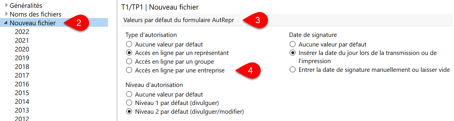 Valeurs par défaut du formulaire AutRepr