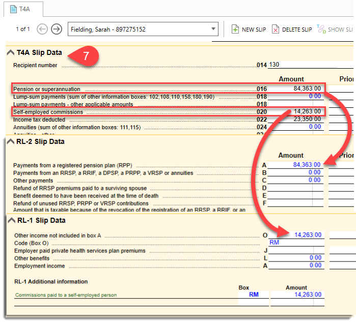 Screen Capture: Data flow for RL-1 and RL-2 slips