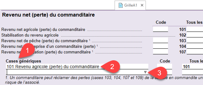 Screen Capture: Cases génériques GrilleA1