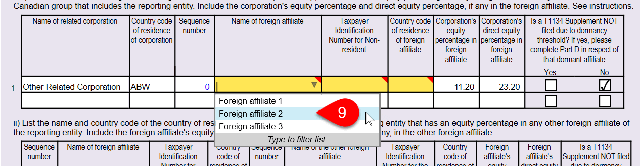 Screen Capture: Select a Foreign Entity