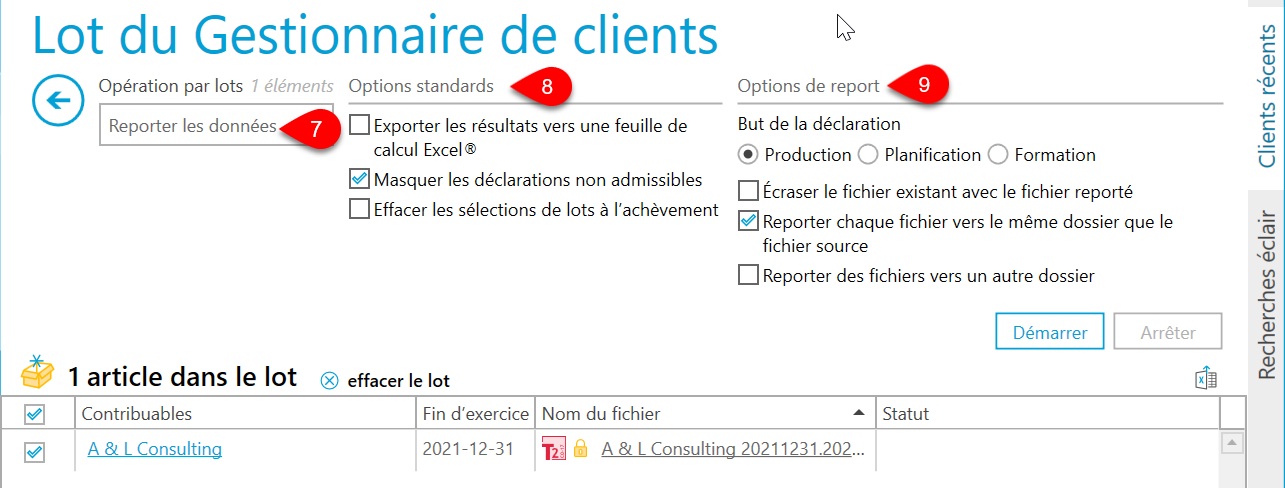 Lot du gestionnaire de clients