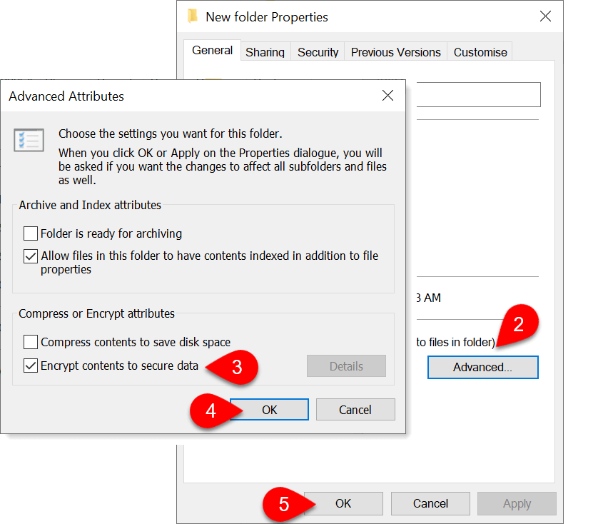 Screen capture: Encrypt contents to secure data