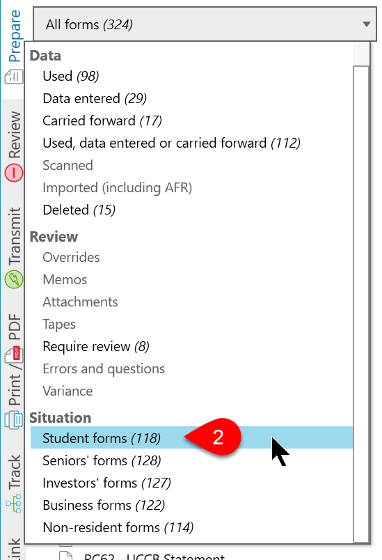 Screen Capture: Tax Situations