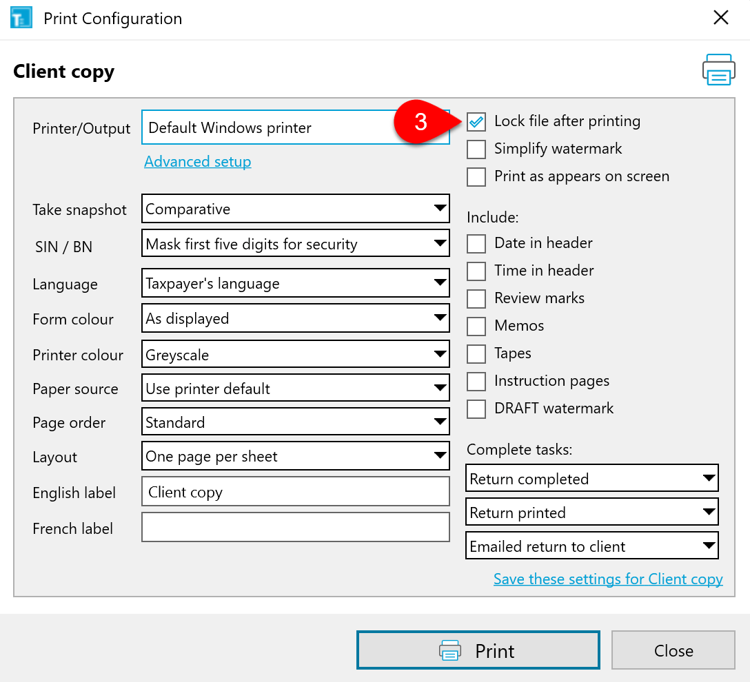 Screen Capture: Lock file after printing