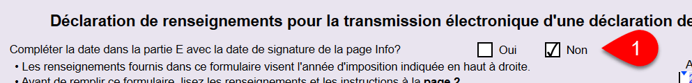 Capture d’écran : Utiliser la date de signature entrée sur le formulaire Info?