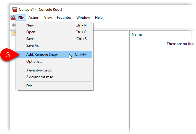 Select Add/Remove Snap-in