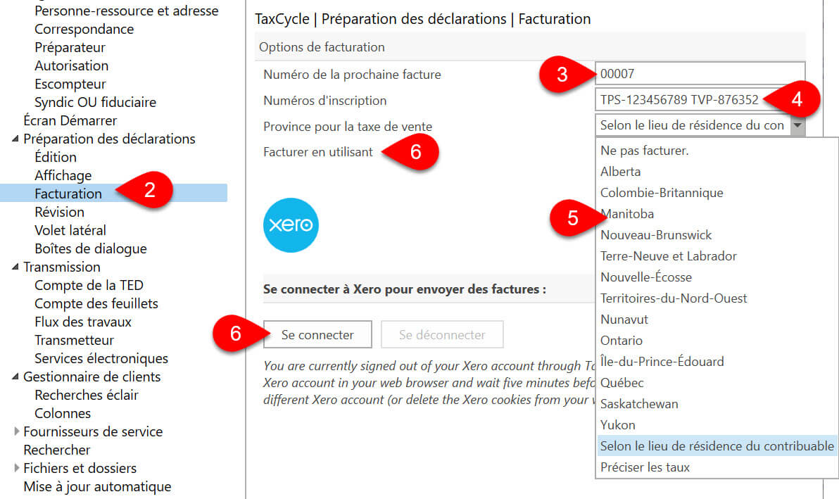 Options Facturation