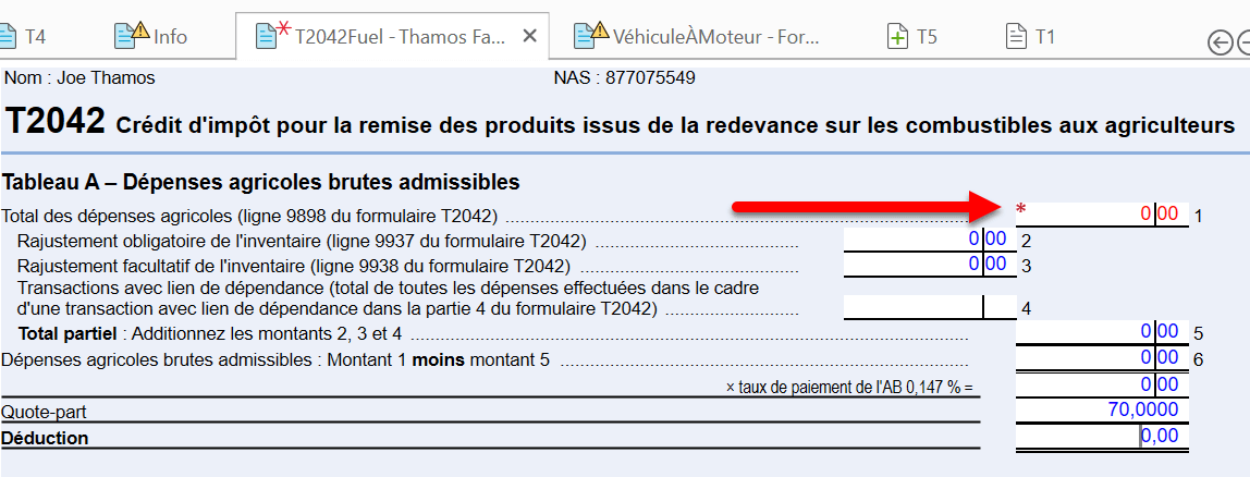 Capture d’écran : Tableau A du T2042Fuel