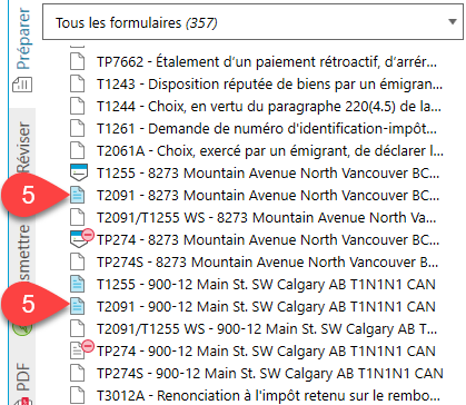 Capture d'écran : T2091 à copies multiples