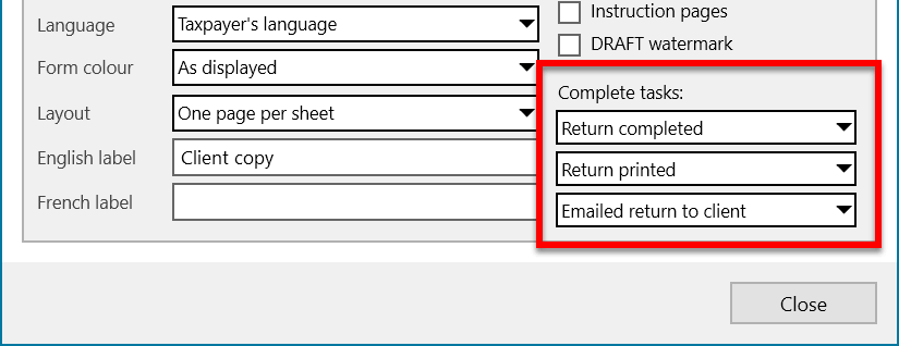 Screen Capture: Print Configuration