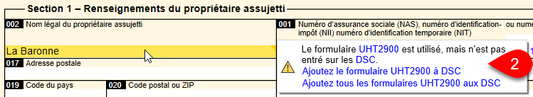 Capture d'écran : Ajouter l'UHT-2900 à la DSC