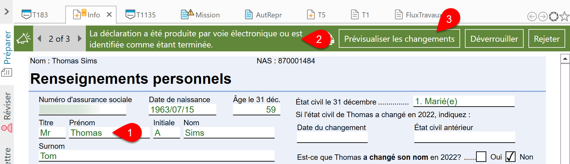 Capture d'écran : Indicateurs de fichier verrouillé