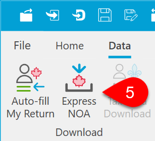 Screen Capture: Data Menu, Express NOA