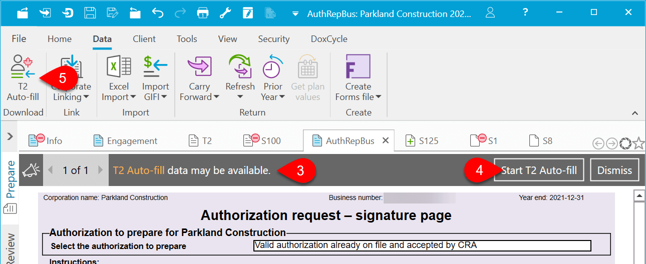 Screen Capture: T2 Auto-fill data may be available