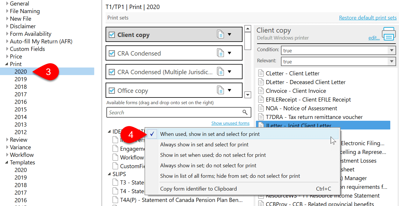 Screen Capture: JLetter - When used, show in set and select for print