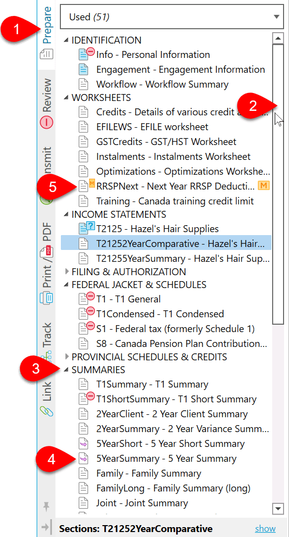 Screen Capture: Prepare Sidebar Overview