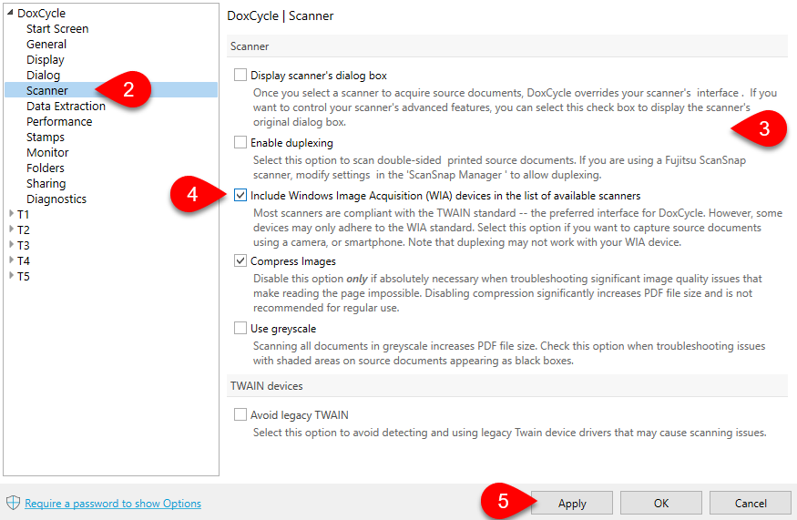 Screen Capture: DoxCycle Options