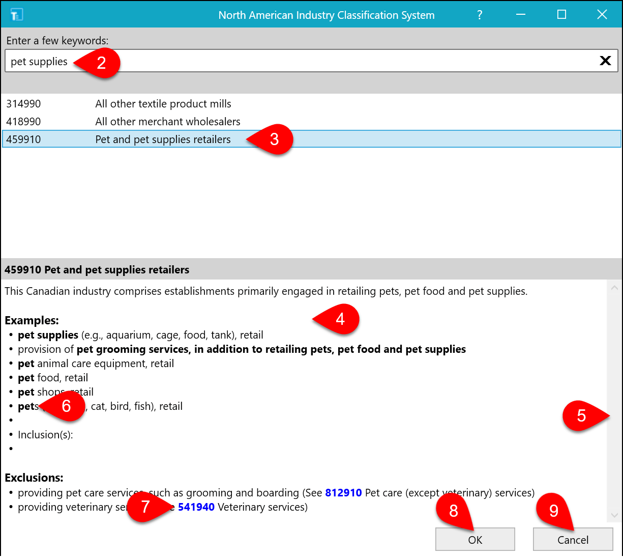 Screen Capture: North American Industry Classification System