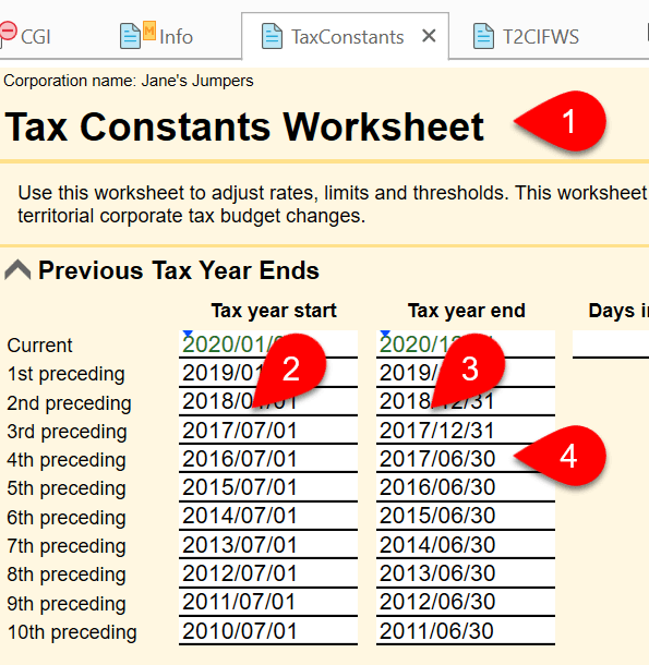 Screen Capture: Previous Short Year