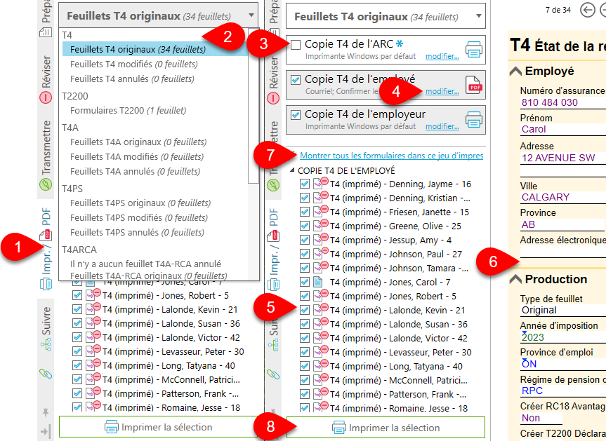 Screen Capture: Print the open slips return in TaxCycle