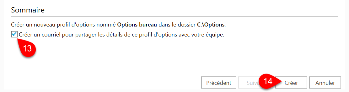 Capture d’écran : Créer un profil d'options