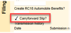 Clear the carry forward slip check box to prevent carry forward