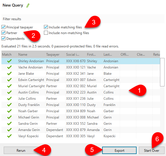 Screen Capture: Query results grid