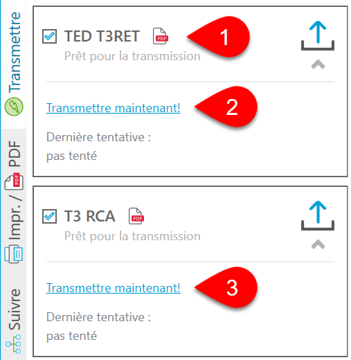 Capture d’écran : Transmettre maintenant!