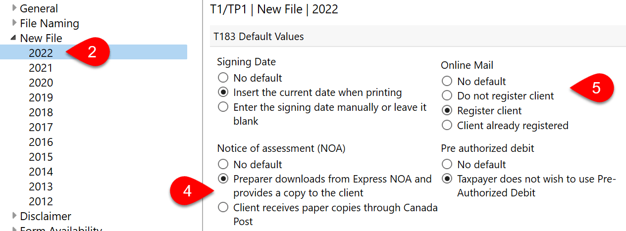 Screen Capture: New File Options