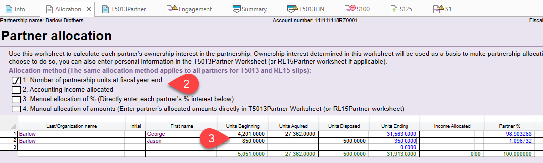 Screen Capture: Allocation Worksheet