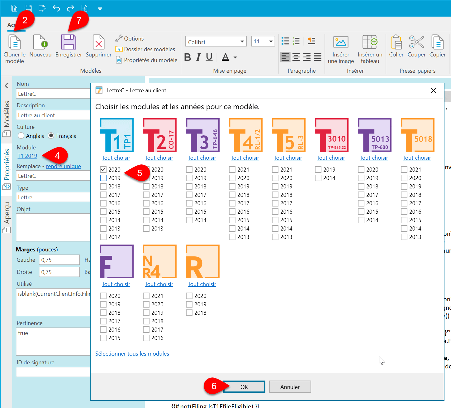 Capture d’écran : Modifier l’année