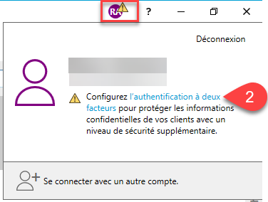 Capture d'écran : Cliquez sur le lien pour configurer l'A2F