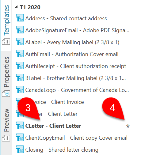 Screen Capture: Cloned Template in Sidebar