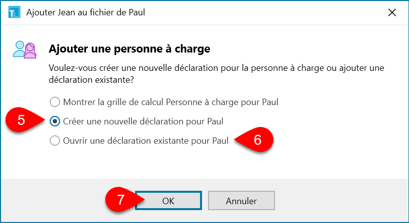 Image : ajouter une personne à charge