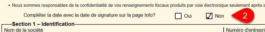 Capture d’écran : Utiliser la date de signature entrée sur le formulaire Info?