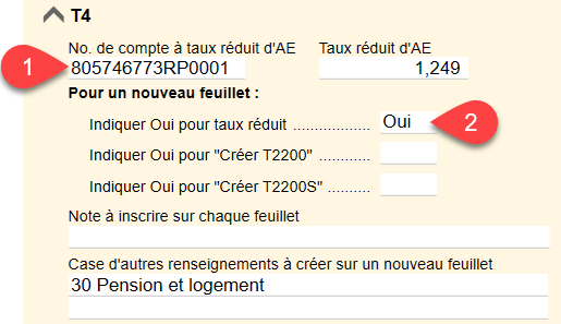 Capture d’écran : Définir les options de réduction de l'AE sur la grille de calcul Info