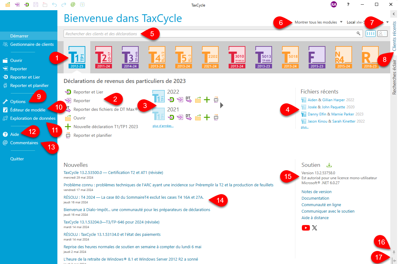 Capture d'ecran : Bienvenue dans TaxCycle