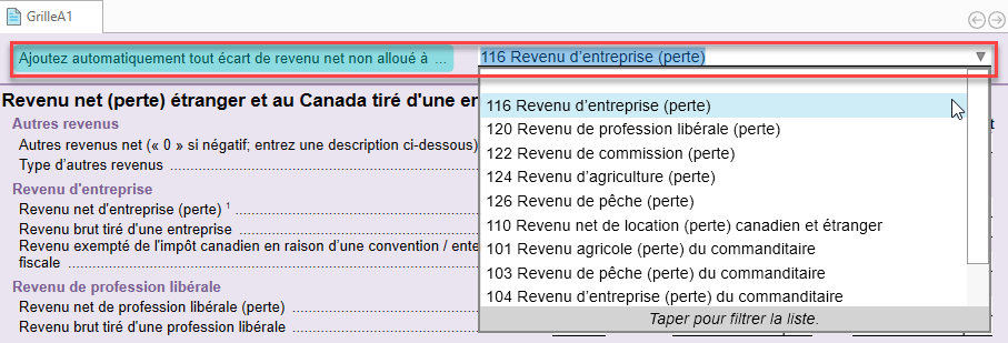 Capture d'écran : Répartition automatique sur la Grille A1