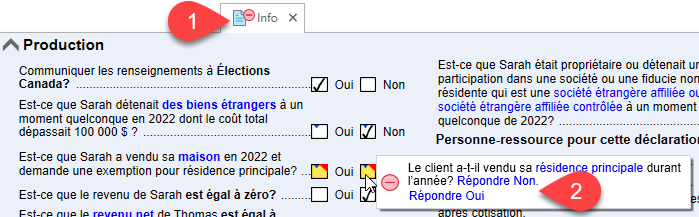 Capture d’écran : Question sur la résidence principale sur la grille de calcul Info