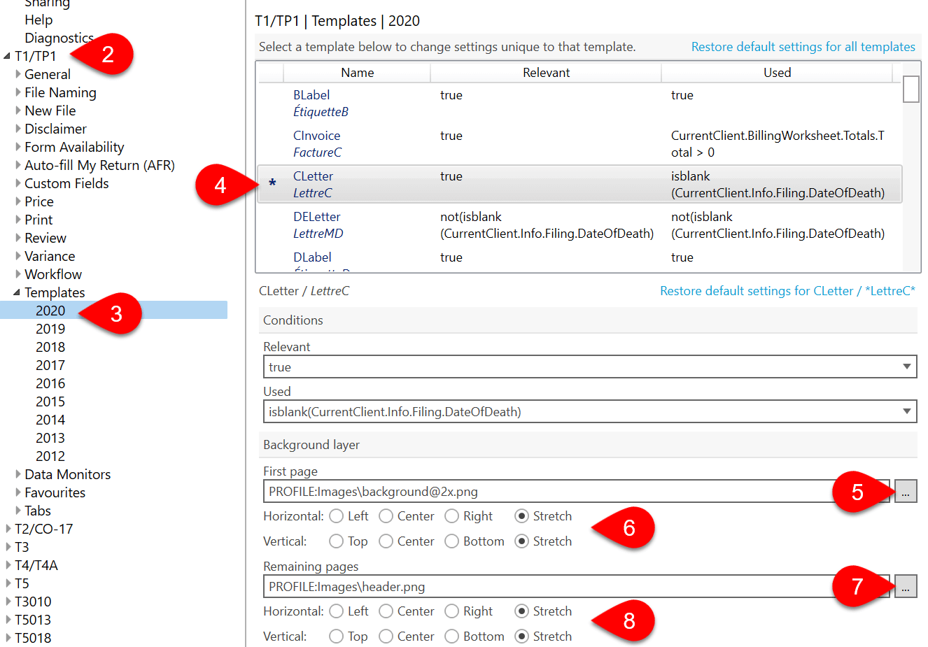 Screen Capture: Template Module Options