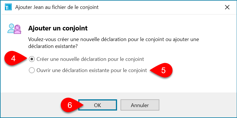 Image : déclaration pour le conjoint