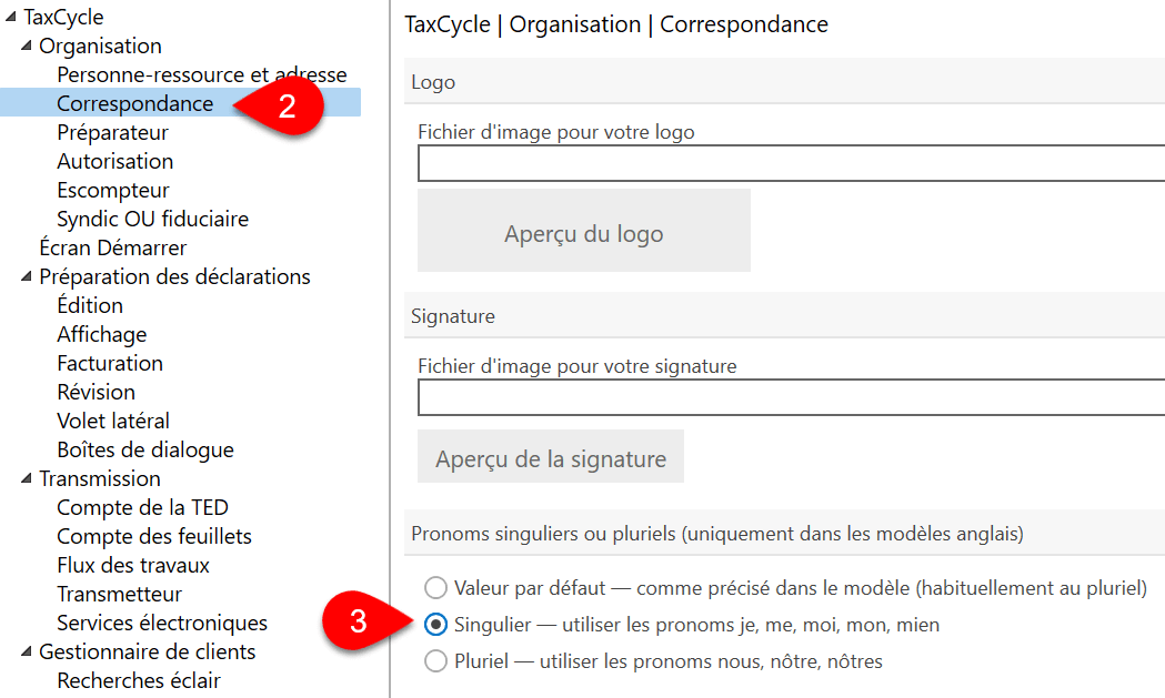 TaxCycle | Organisation | Correspondance