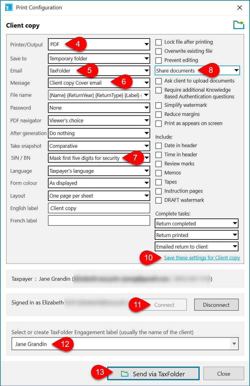 Screen Capture: Print Configure