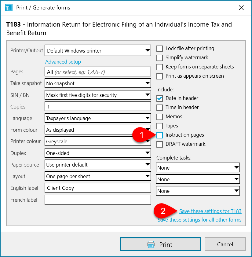 Screen Capture: Instructions Pages