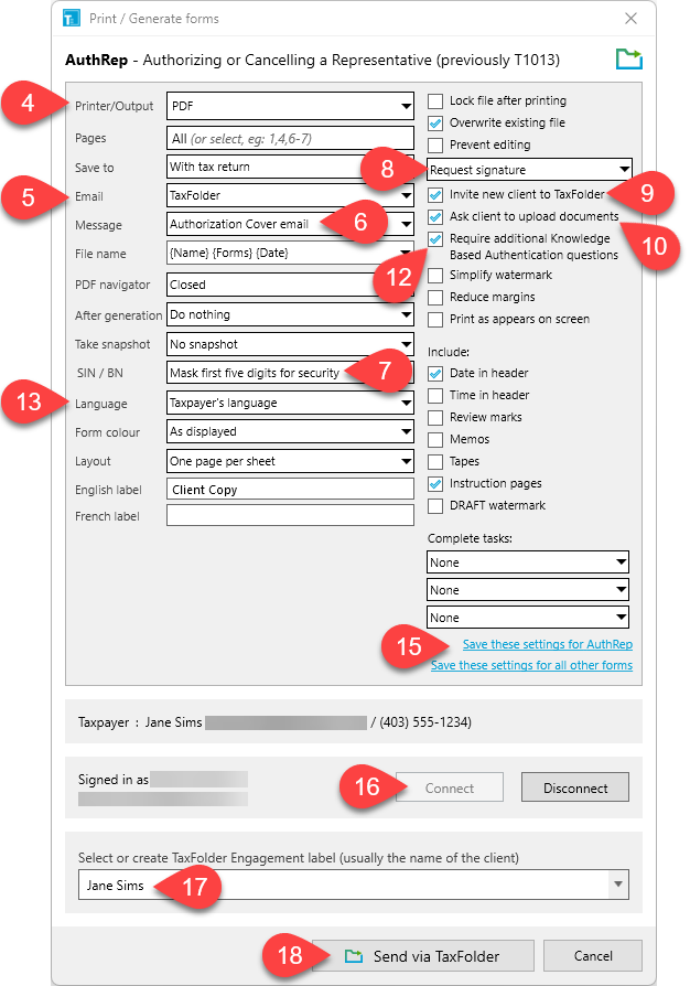 Print / Generate Forms Dialog Box