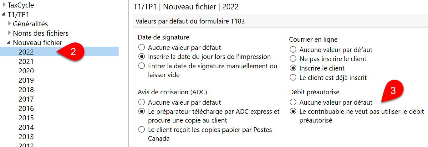 Capture d’écran : Options Nouveau fichier